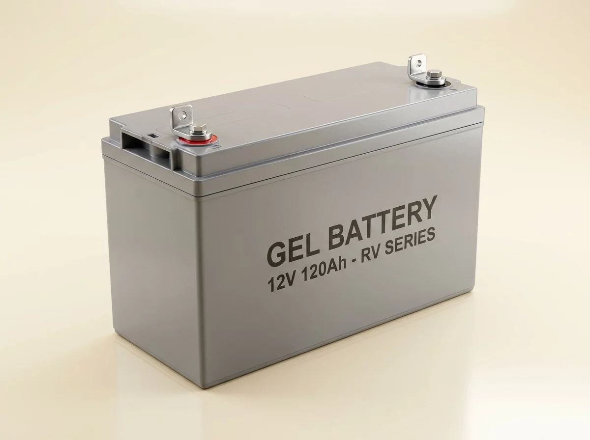 Batterie gel 120Ah avec bornes visibles