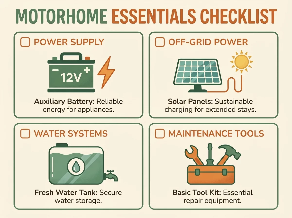 Checklist accessoires camping-car illustree
