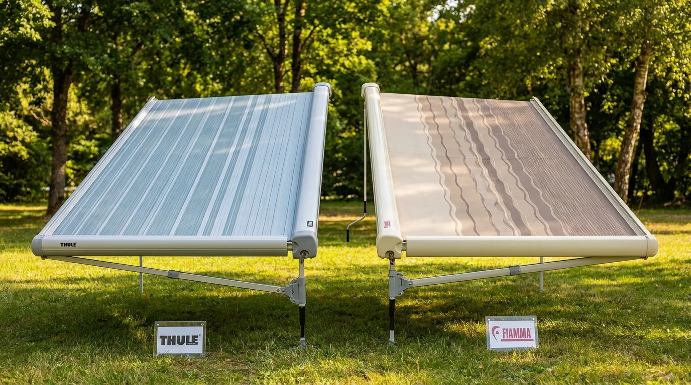 Comparaison visuelle store Thule et Fiamma deployes