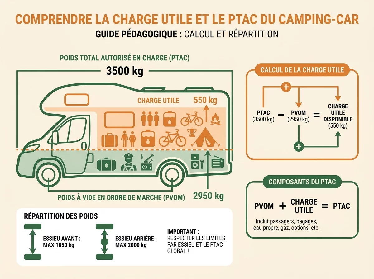 Infographie calcul charge utile PTAC