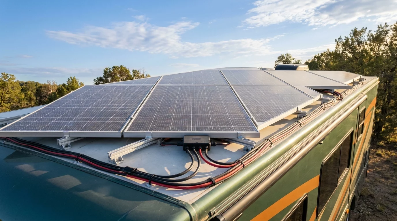 Installation solaire complete sur toit de camping-car